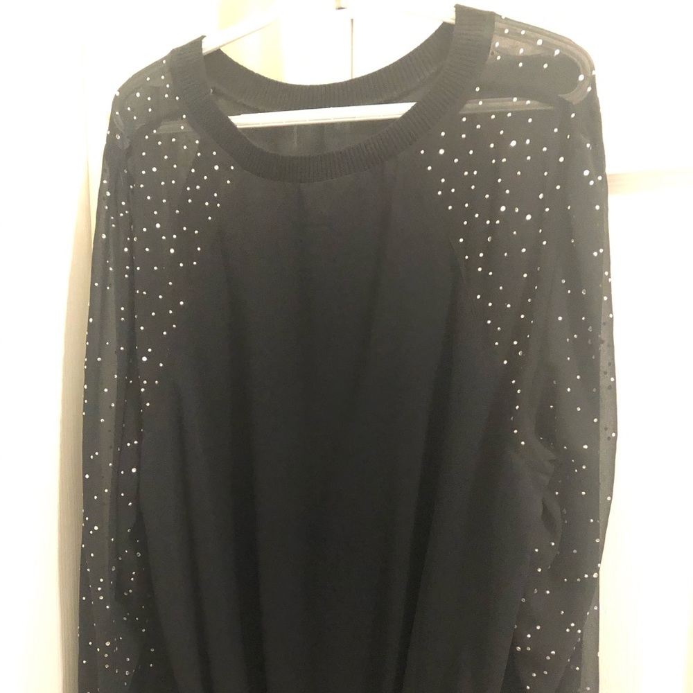 Dressy blouse with studded sleeves